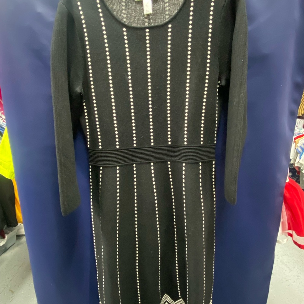 London Times Black and Silver Patterned Dress